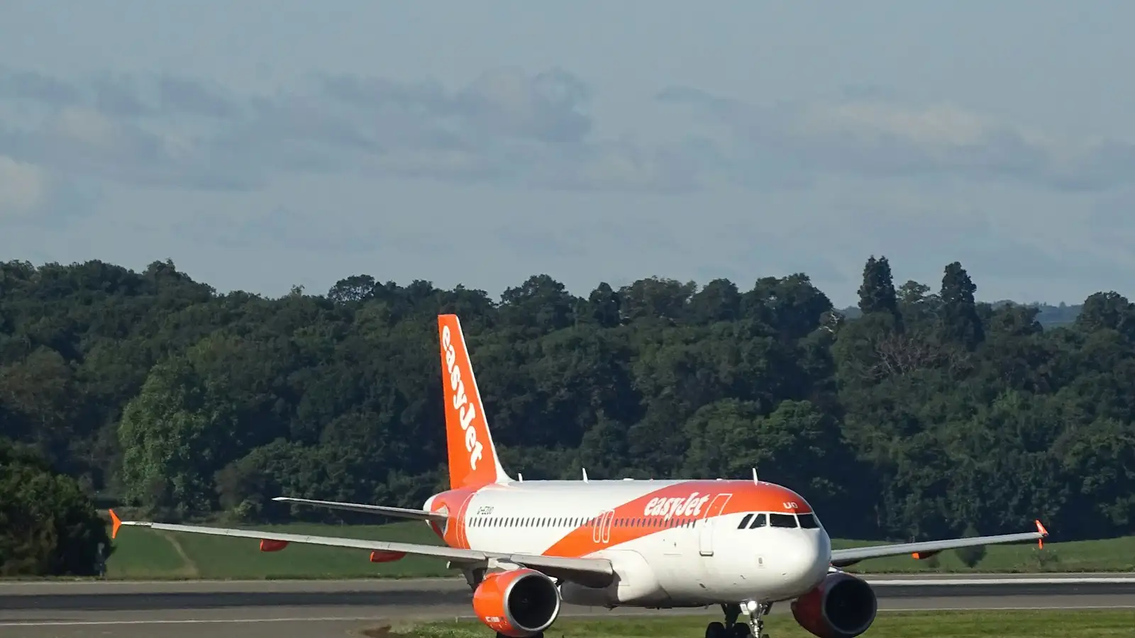 An easyJet plane taxiing at London Luton Airport